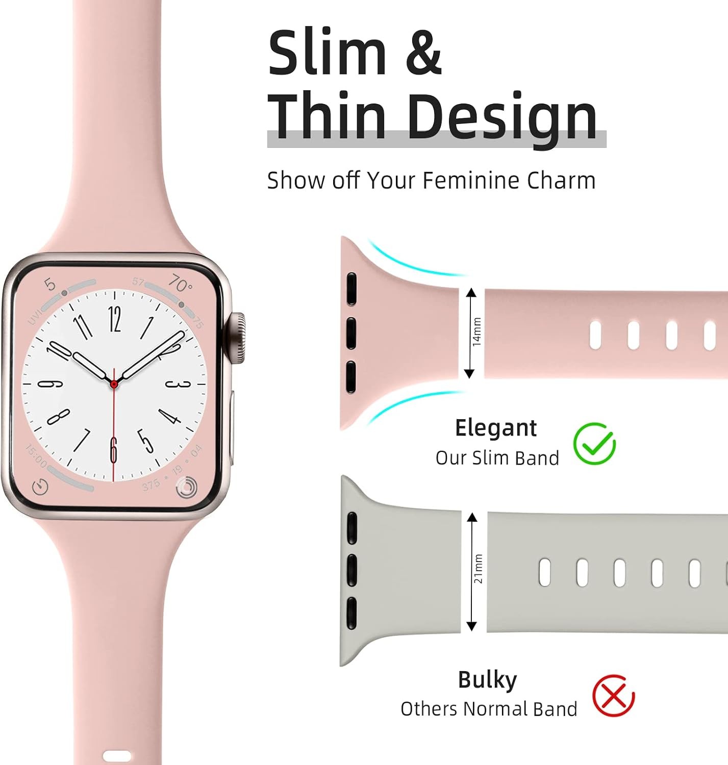 Case For Apple Watch Bands 38mm 40mm 41mm 42mm Slim Soft Sport Strap