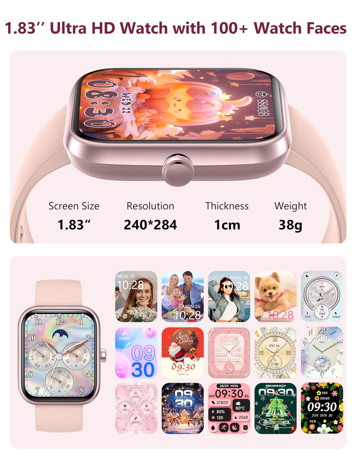, 44mm Answer Make Calls, Alexa 1.83″ Fitness , IP68 Waterproof Fitness Track…