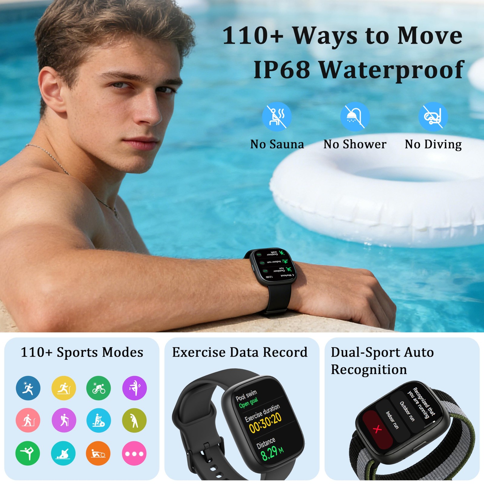 for Men, 2026 Upgrade [2 Bands, 44mm case], 1.83″ Fitness Tracker Alexa Built…