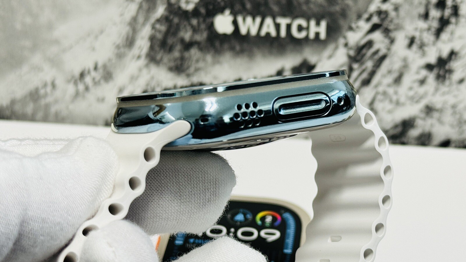SKY BLUE Apple Watch ULTRA 3 49mm Titanium Custom Polished Anodized White Ocean