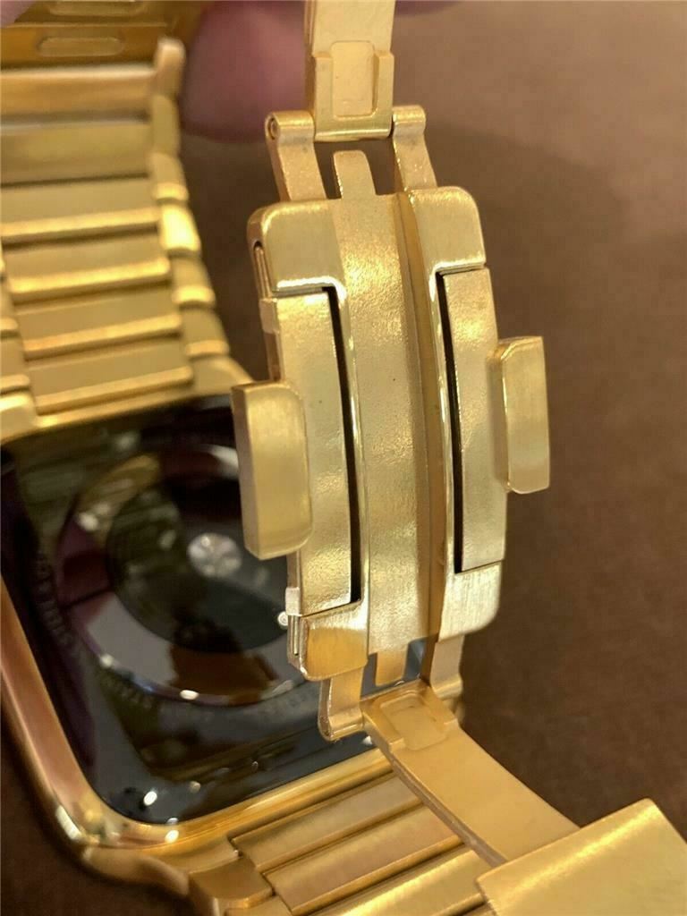 CUSTOM 24K Gold Plated 44MM Apple Watch SERIES 6 DIAMOND POLISHED Band Blood O2