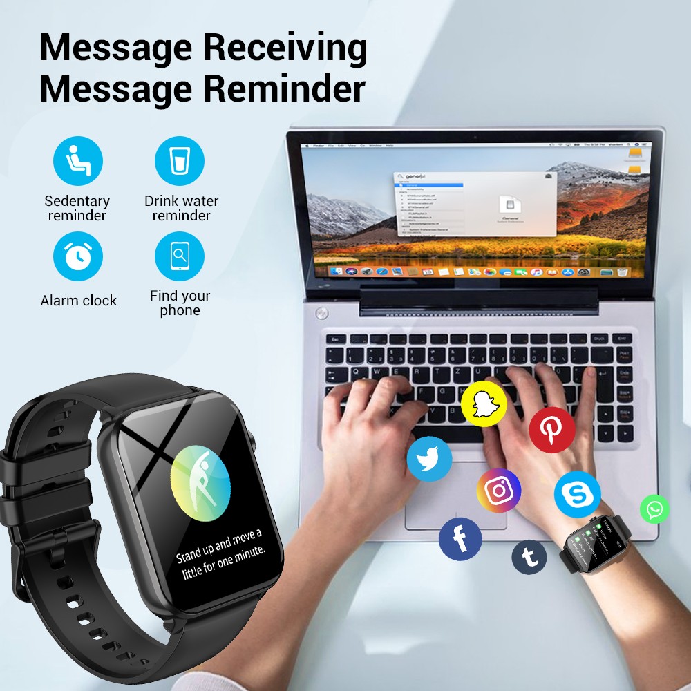 Medical Fitness Smart Watch Heart Rate Sleep Monitor Water-Resistant Bluetooth