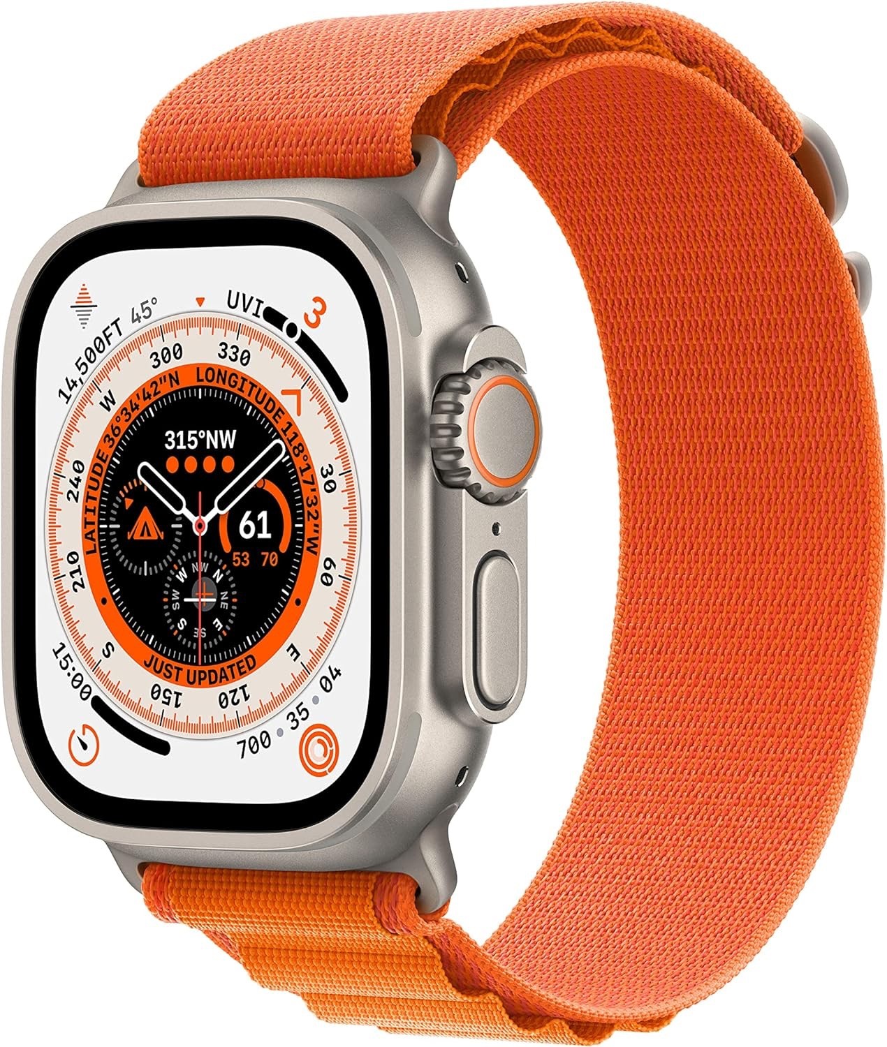Apple Watch Ultra 1 49mm Titanium Case with M Orange Alpine Loop