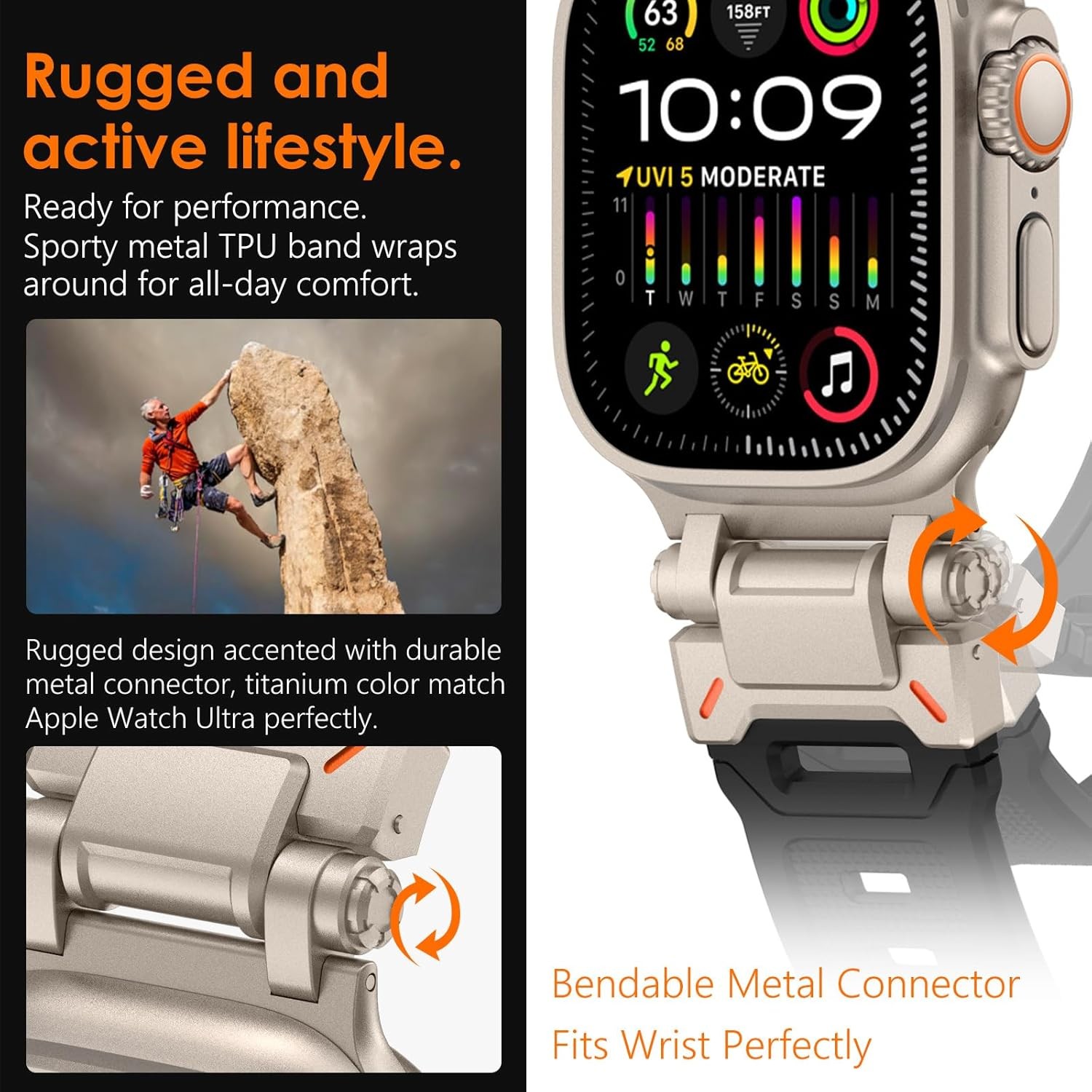 Silicone Rubber Strap Compatible with Apple Watch Ultra 49mm Series 11 10