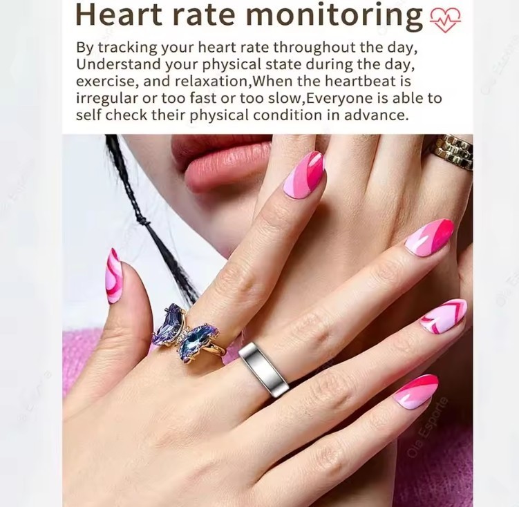 Smart Ring Men Women, Heart Rate and Blood Oxygen Monitor Smartring IP68 & 5ATM