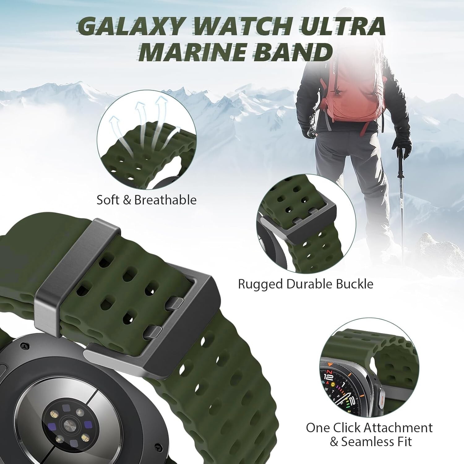 Soft Silicone Strap Band Compatible with Samsung Galaxy Watch Ultra 47mm
