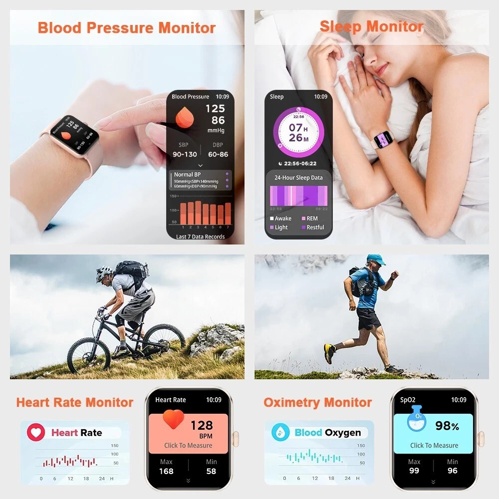 Smartwatch for Men/Women Bluetooth Compatible with iPhone Samsung Android