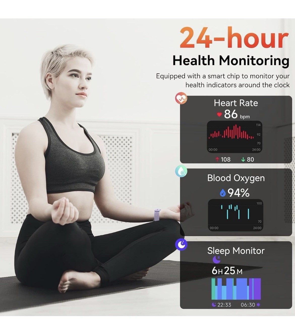 SENBONO Smart Watch Alexa BT Calls 1.83″ HD 120 Sport Modes Health Track PURPLE