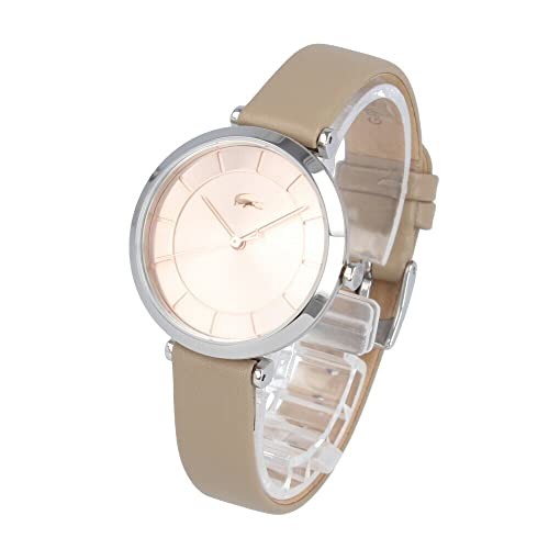 LACOSTE Women’s Watch Stainless Steel Leather Beige Silver Pink Gold 2001141