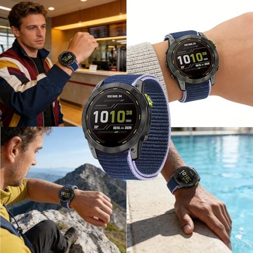 2 Pack Nylon Strap Compatible with Garmin Fenix 8 51mm and Epix Pro Sport Men Wo