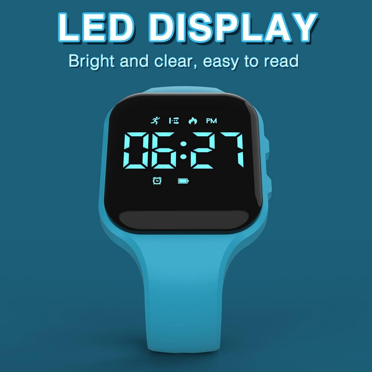 Water-Resistant LED Pedometer Watch for Kids – Activity Tracker & Stopwatch
