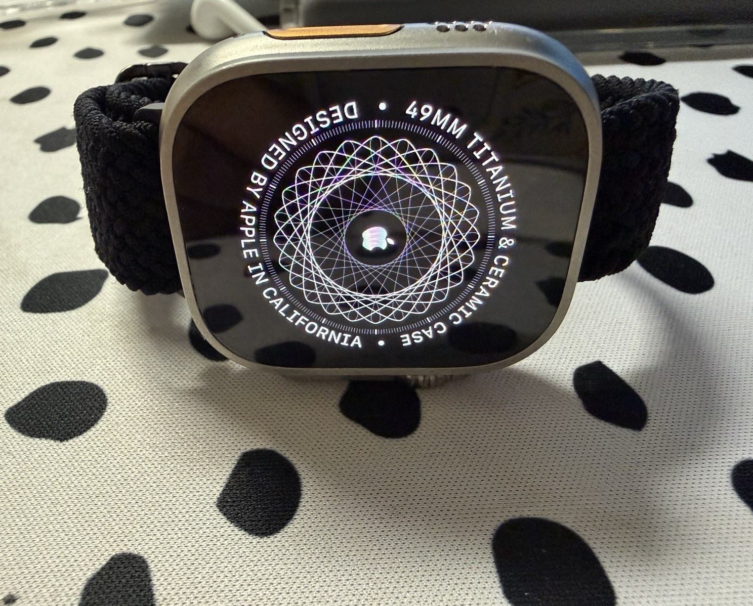Apple Watch Ultra 49mm Titanium Case Smartwatch w/ Black Fabric Band GPS 32GB