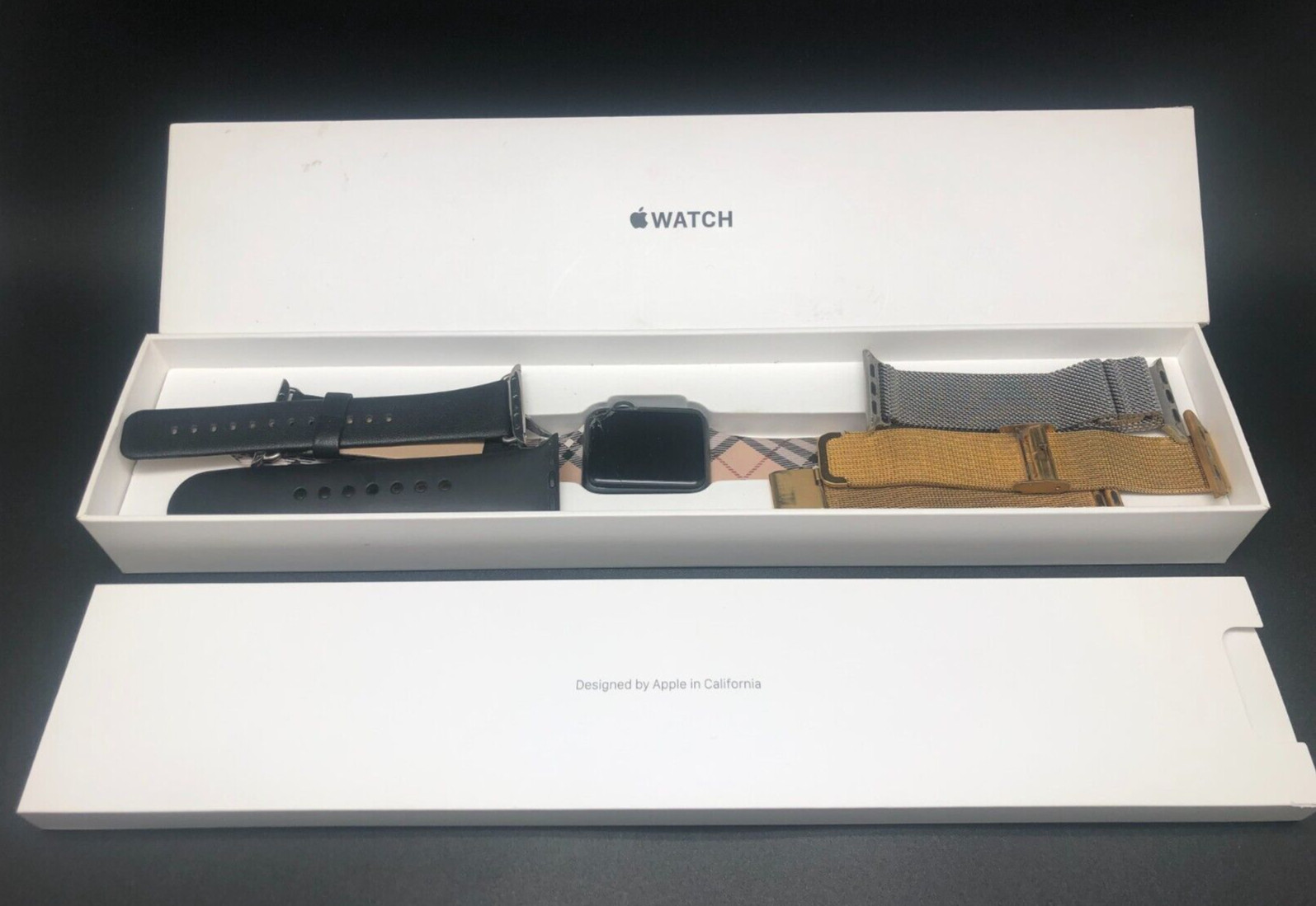 Apple Watch Series 1 38mm (For Parts) + Box + 2 OEM New Band + 2 Used Band