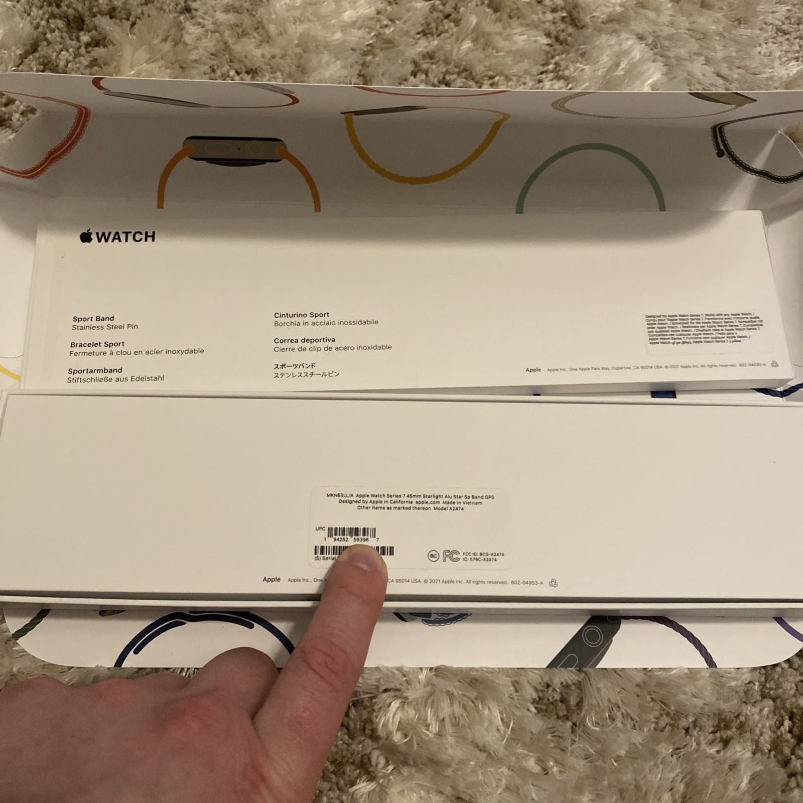 NIB Apple Watch Series 7 GPS 45mm Starlight Aluminum Case with Starlight Band