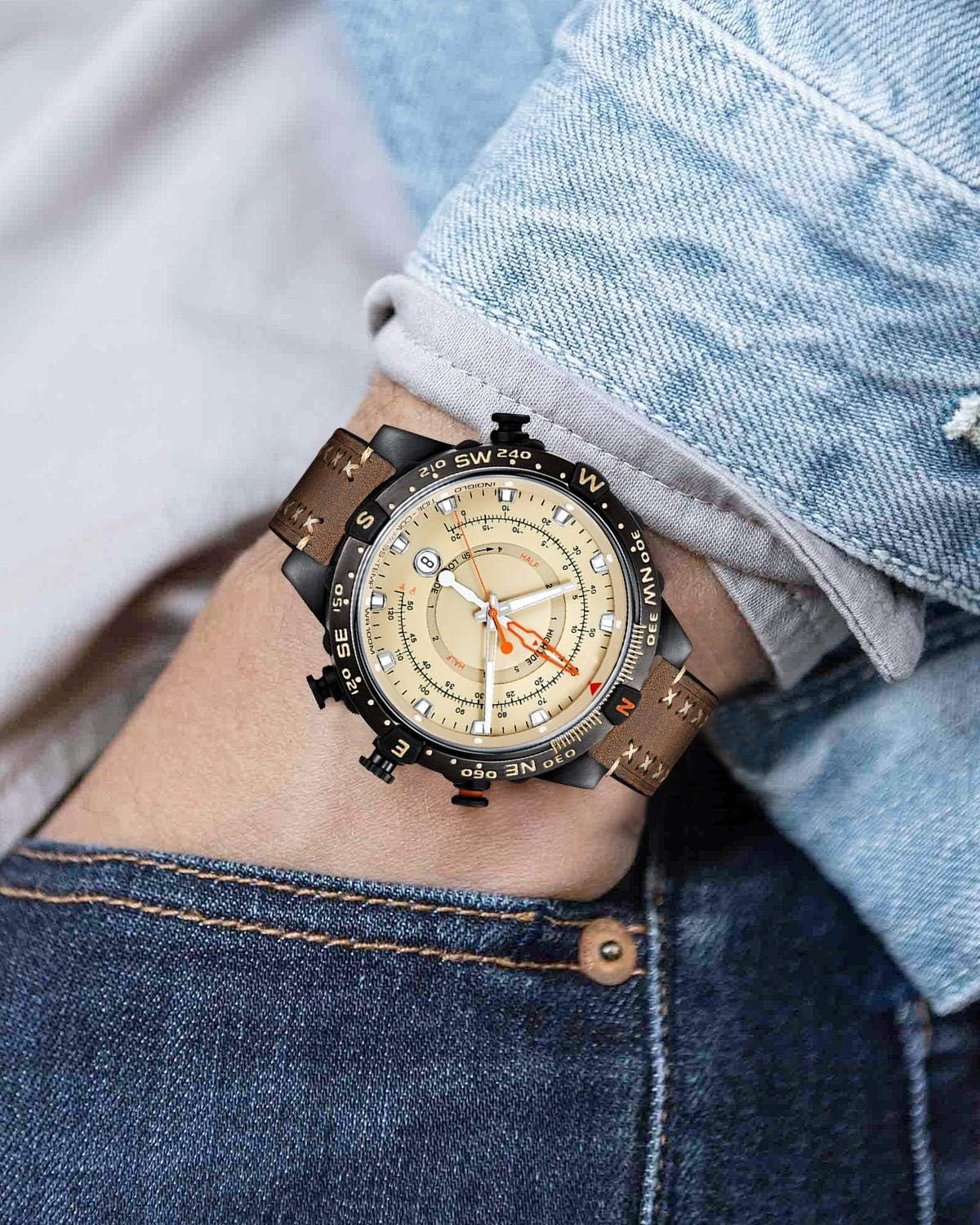 Leather Strap Compatible with Smartwatch 20mm 22mm 24mm 26mm Quick Release