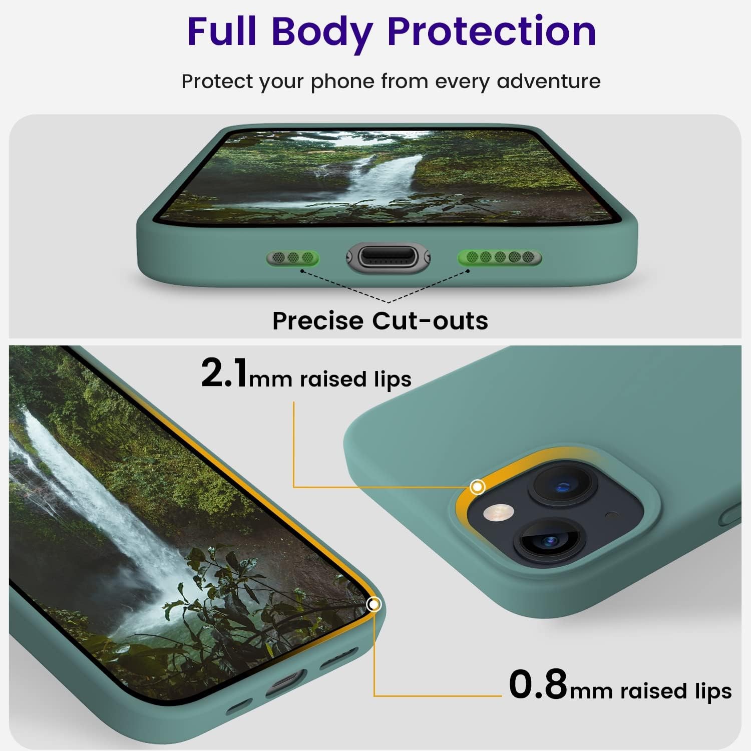 Silicone Case for iPhone 13 6.1 inch Shockproof Slim Thin Midnight Green