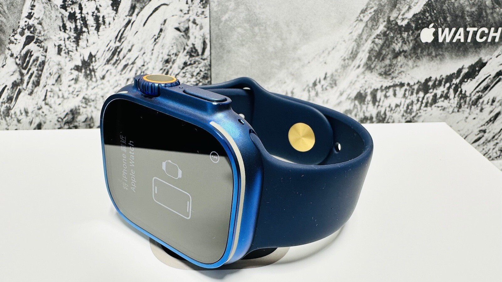 49MM Apple Watch ULTRA 2 CUSTOM BLUE ANODIZED Blue Sport Band Gold Plated Pin