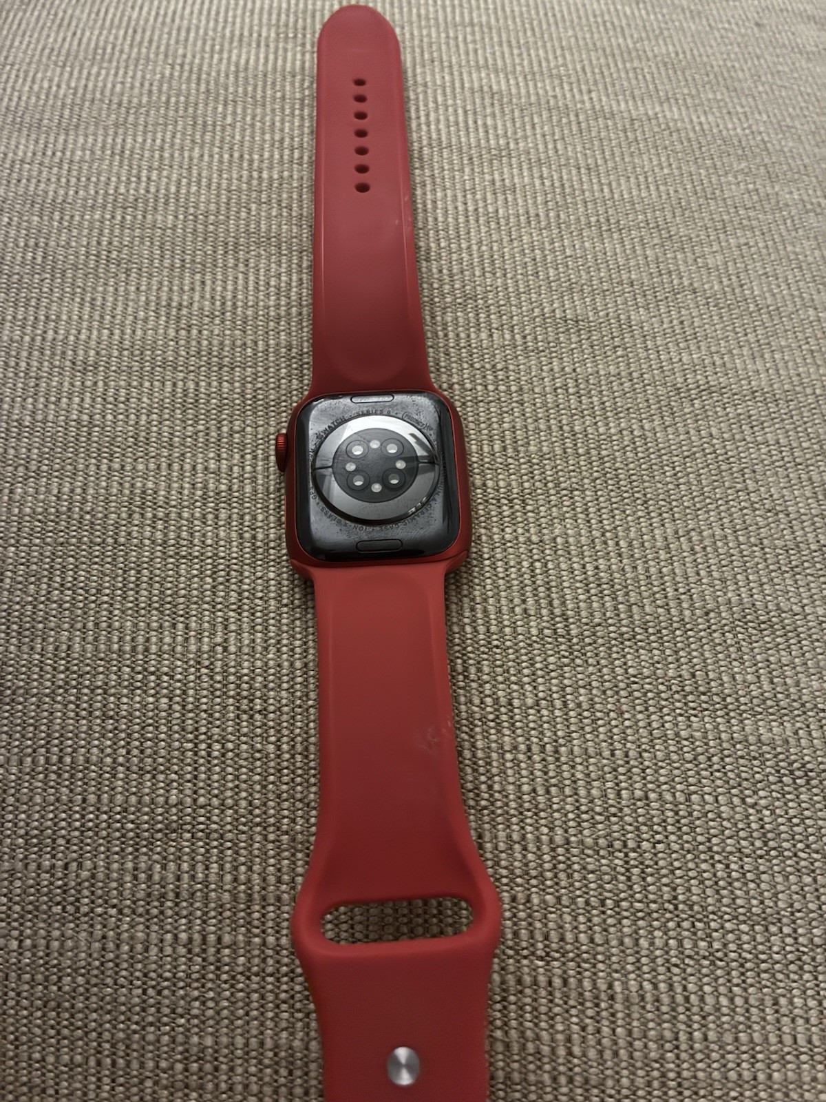 Apple Watch (Series 8) 41mm Black Aluminum (GPS) w/ Red Sport Band – Fair