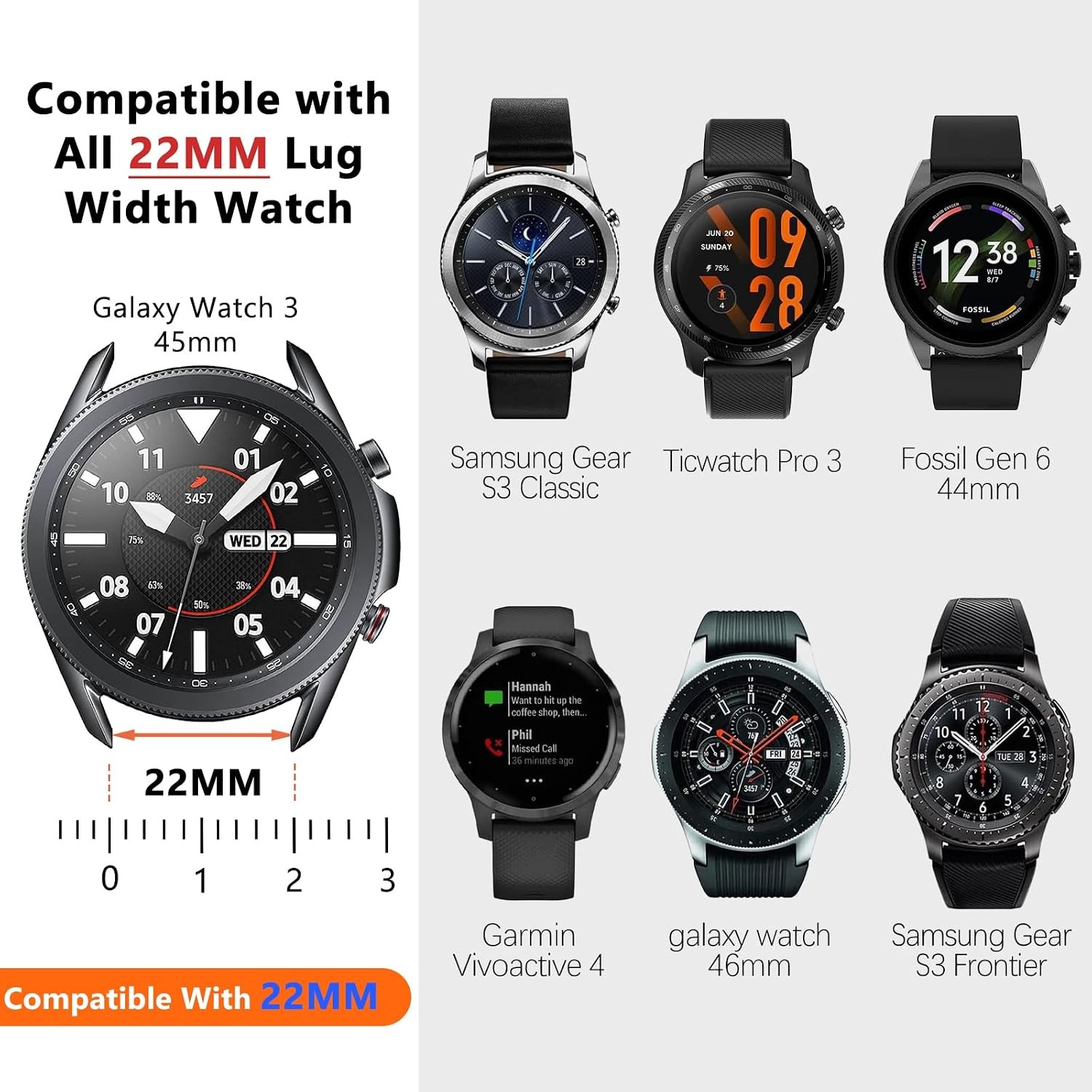 Magnetic Leather Strap Compatible with Samsung Galaxy Watch 3 45mm