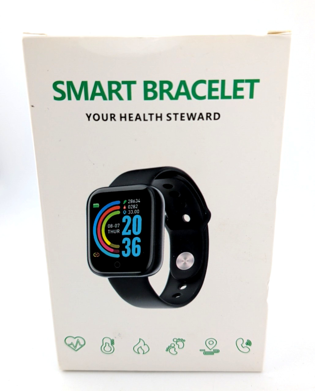 SMART BRACELET/WATCH, Health Steward, Steps Counter, Heart Rate, Charge W/USB