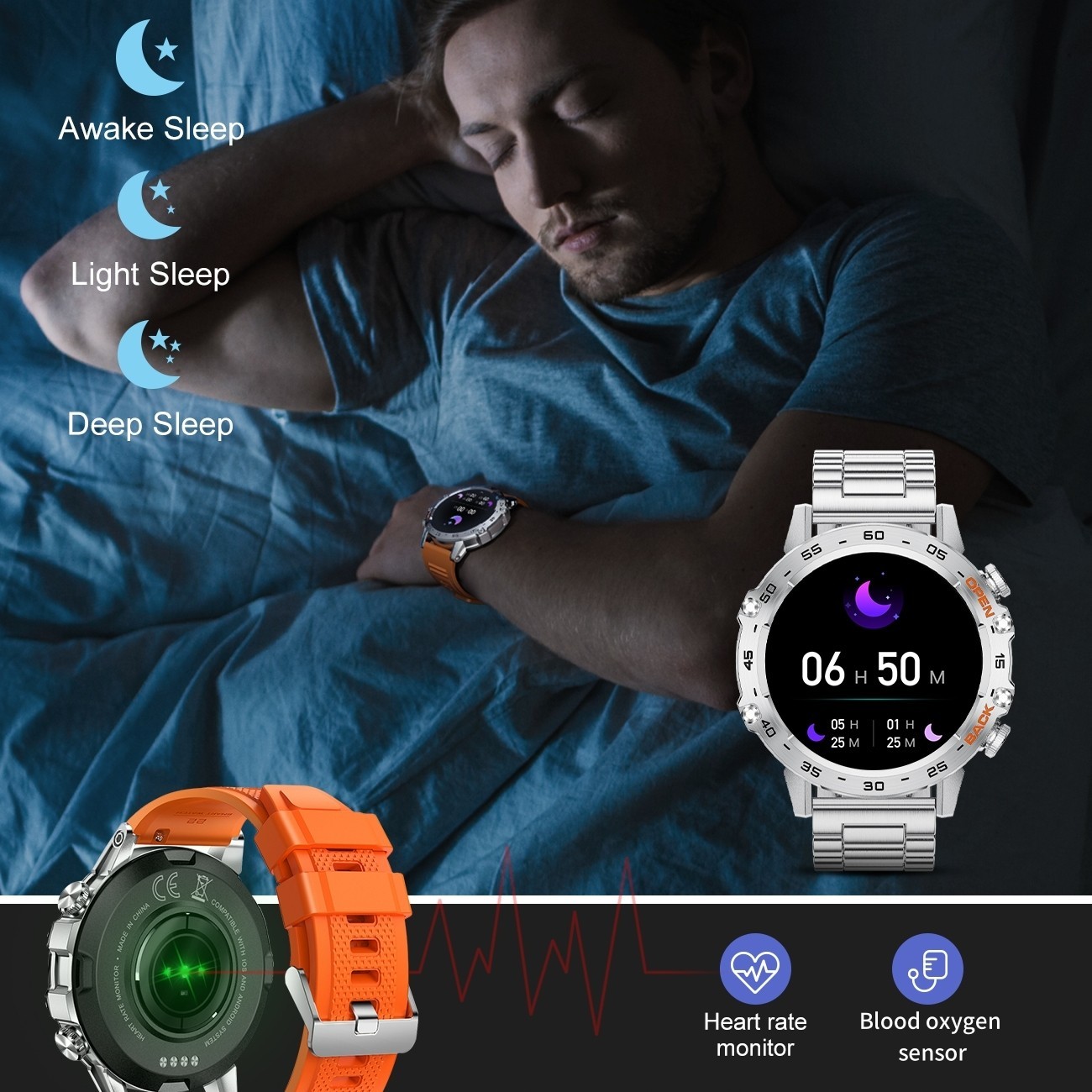 🔥Military Smart Watch for Men(Call Receive/Dial)Rugged Tactical Fitness Tracker