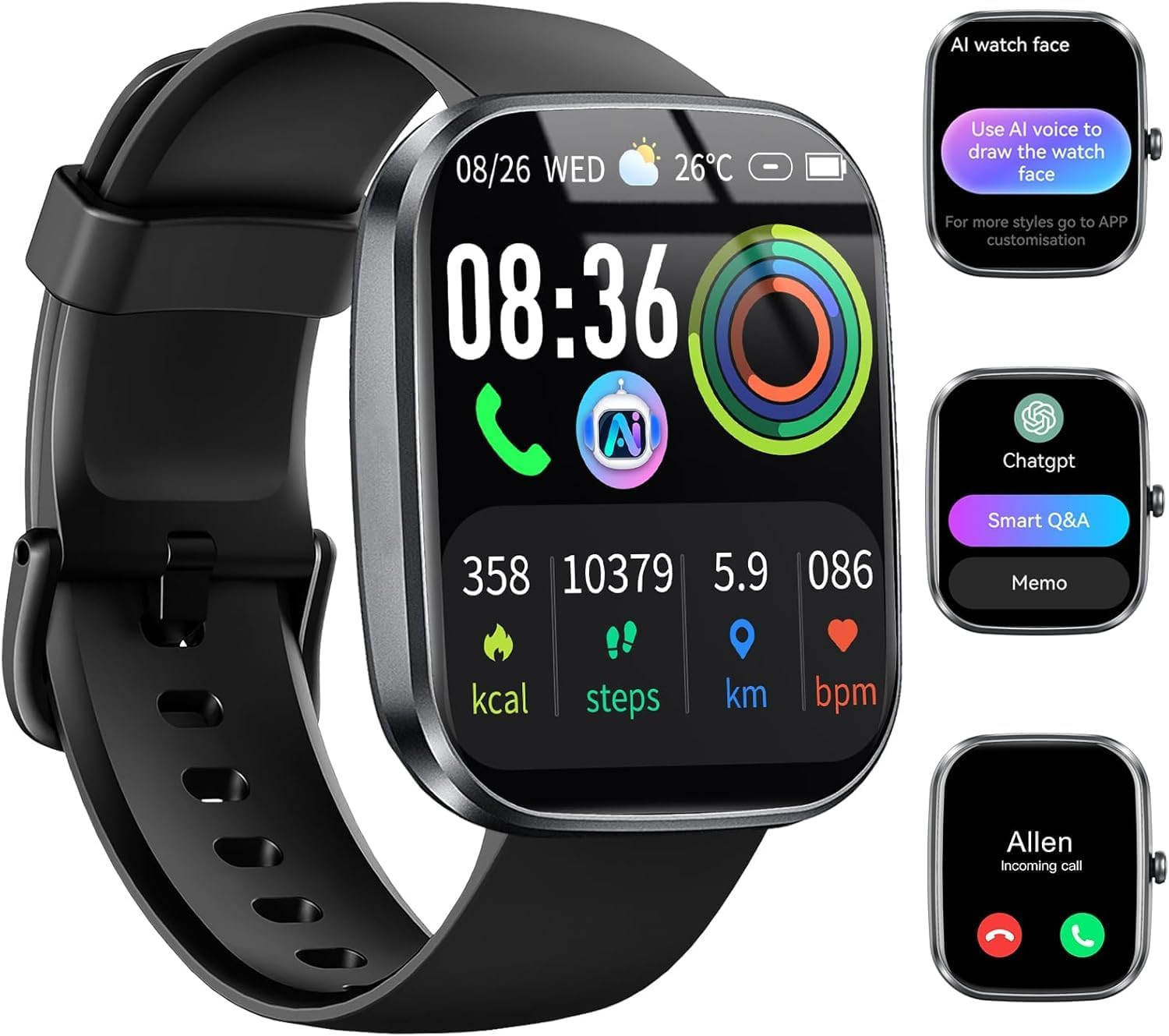 AI Smart Watch Men Women GPS WiFi Tracker Fitness Activity Waterproof Android Io