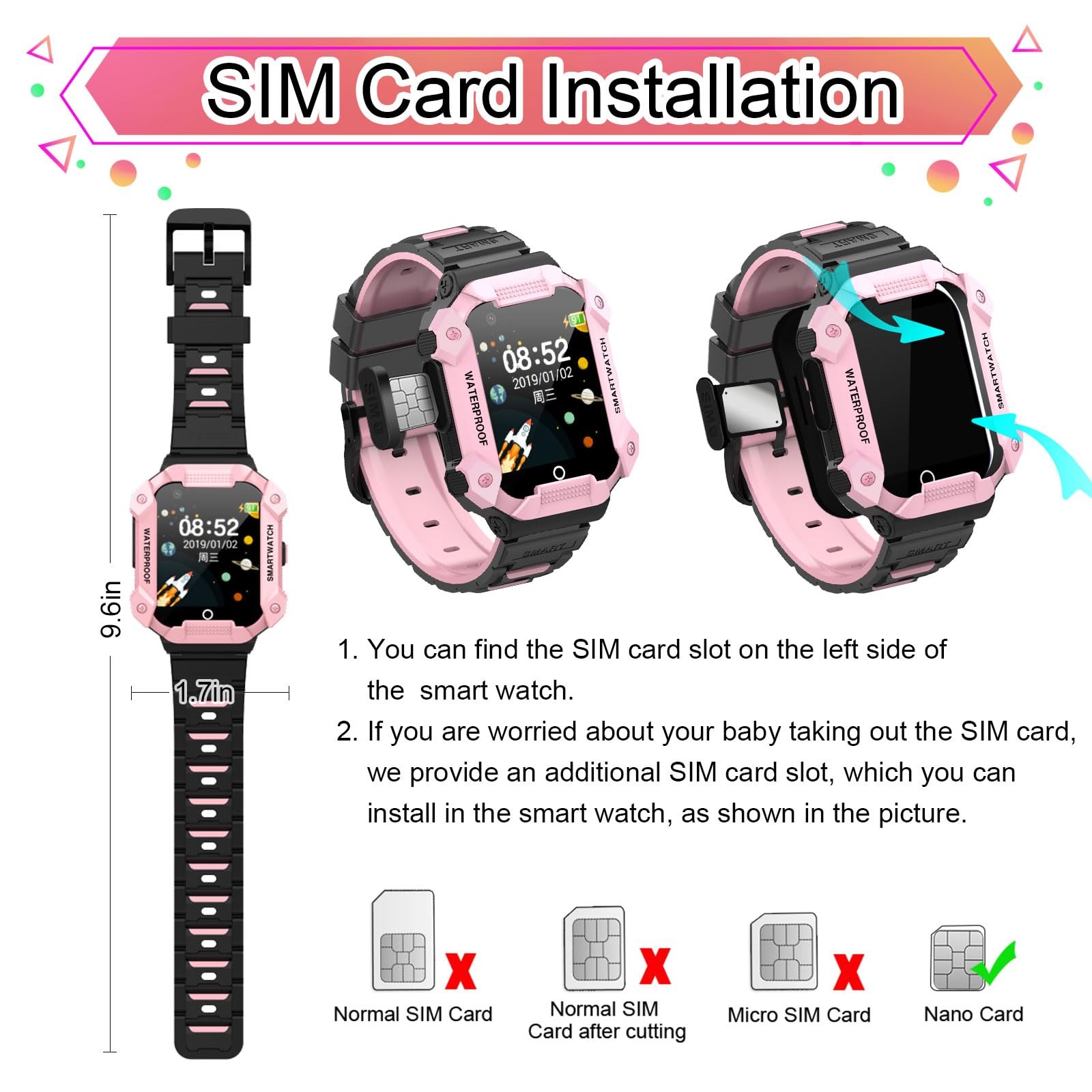 4G GPS for with SIM Card, 1.4″ Touch Screen for Boys Girls Gift, Watch with V…