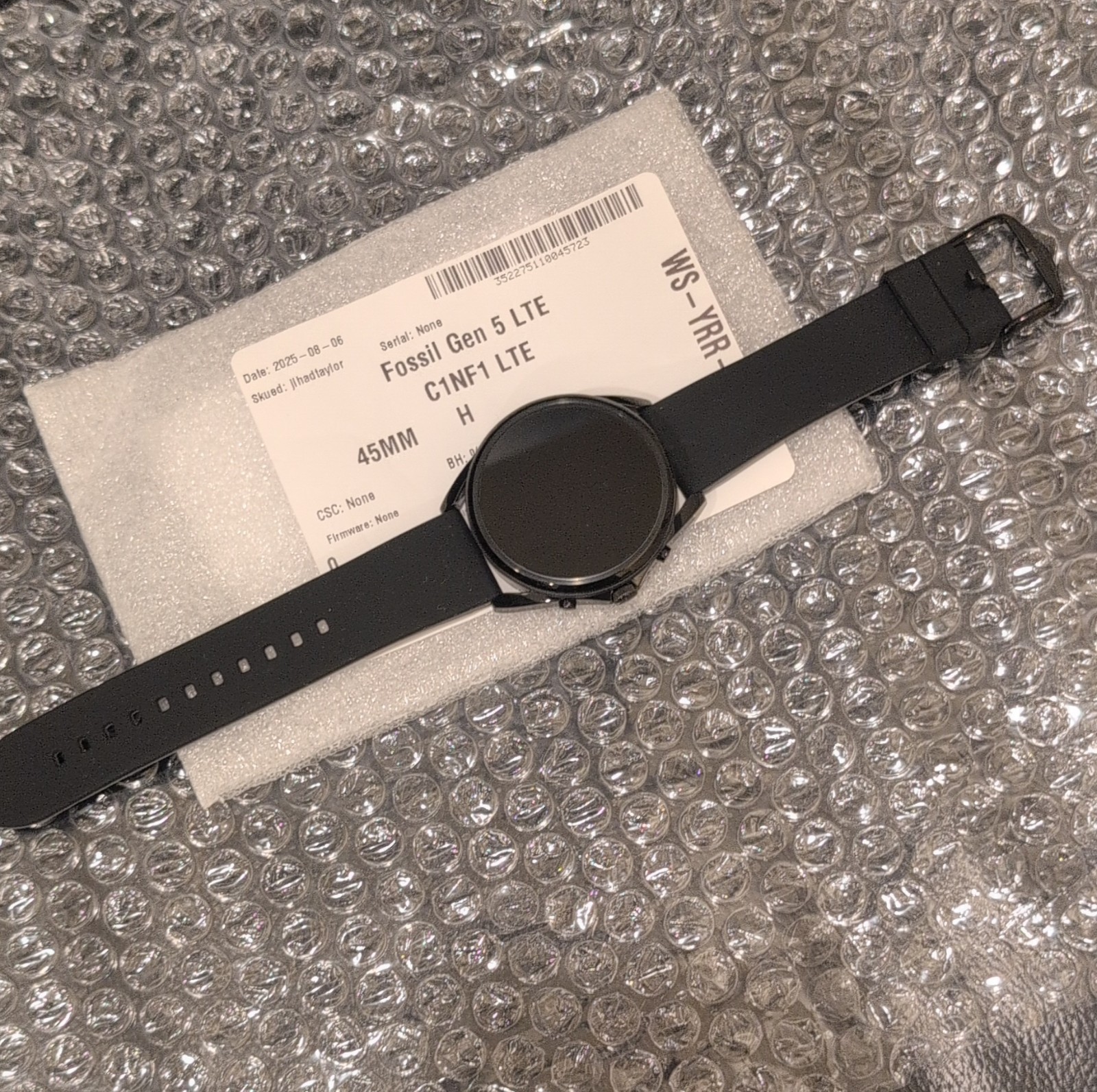 Fossil Gen 5 LTE Smart Watch Black Silicone Band 45mm Android iOS Touchscreen