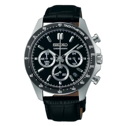 SEIKO Selection SBTR021 Men’s Quartz Chronograph Black Dial Leather Watch