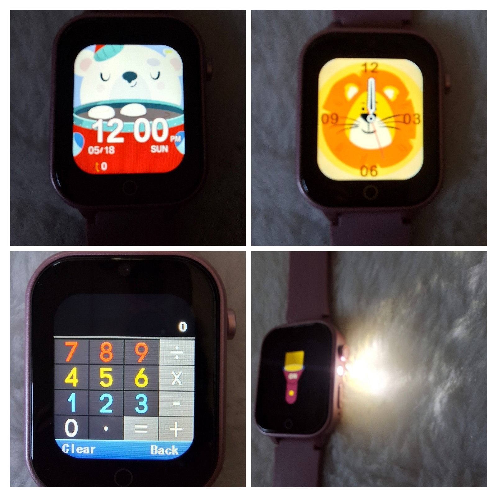 1.8″ Smart Watch for Kids: Alarm Pedometer Games Music Flash Light Camera Photos