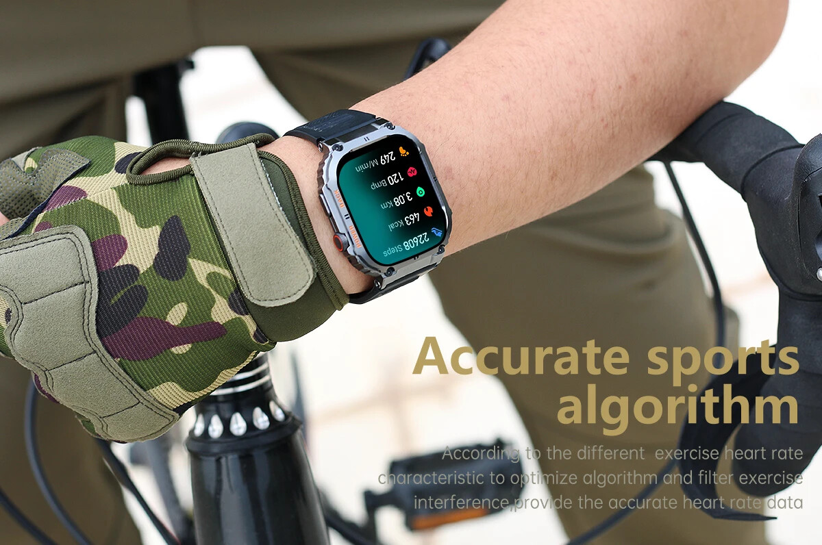 Outdoor Sports Fitness Smartwatch Men 1.96 Inch Screen Bluetooth Call Waterproof