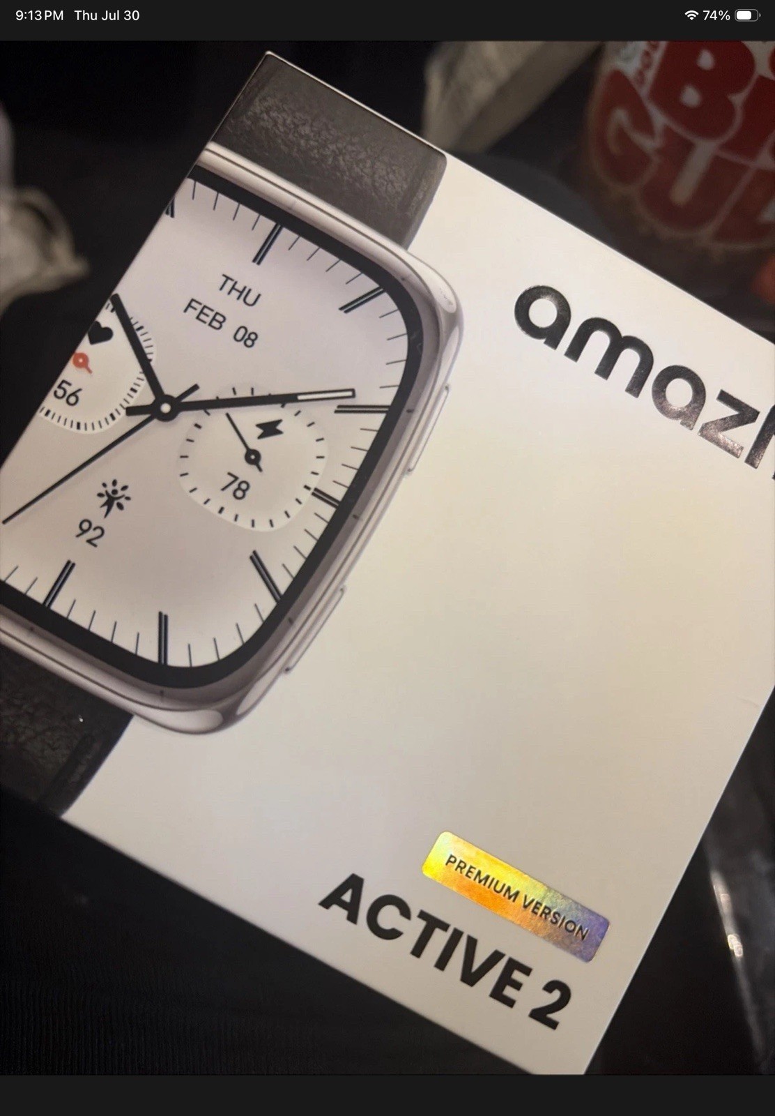 Amazfit Active 2 Square Smartwatch (Premium Version) w/ Black Leather Band