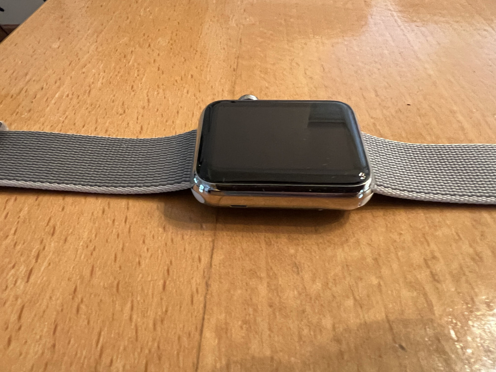 1st Gen Apple Watch 42mm Stainless Steel Case with Pearl Woven Nylon band
