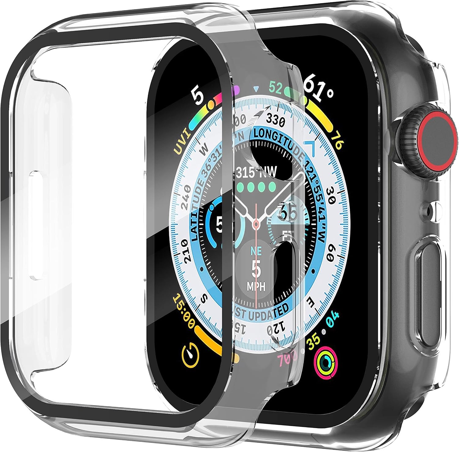 2-Pack Screen Protector Case for Apple Watch Series 9/8/7 45mm Ultra-Thin