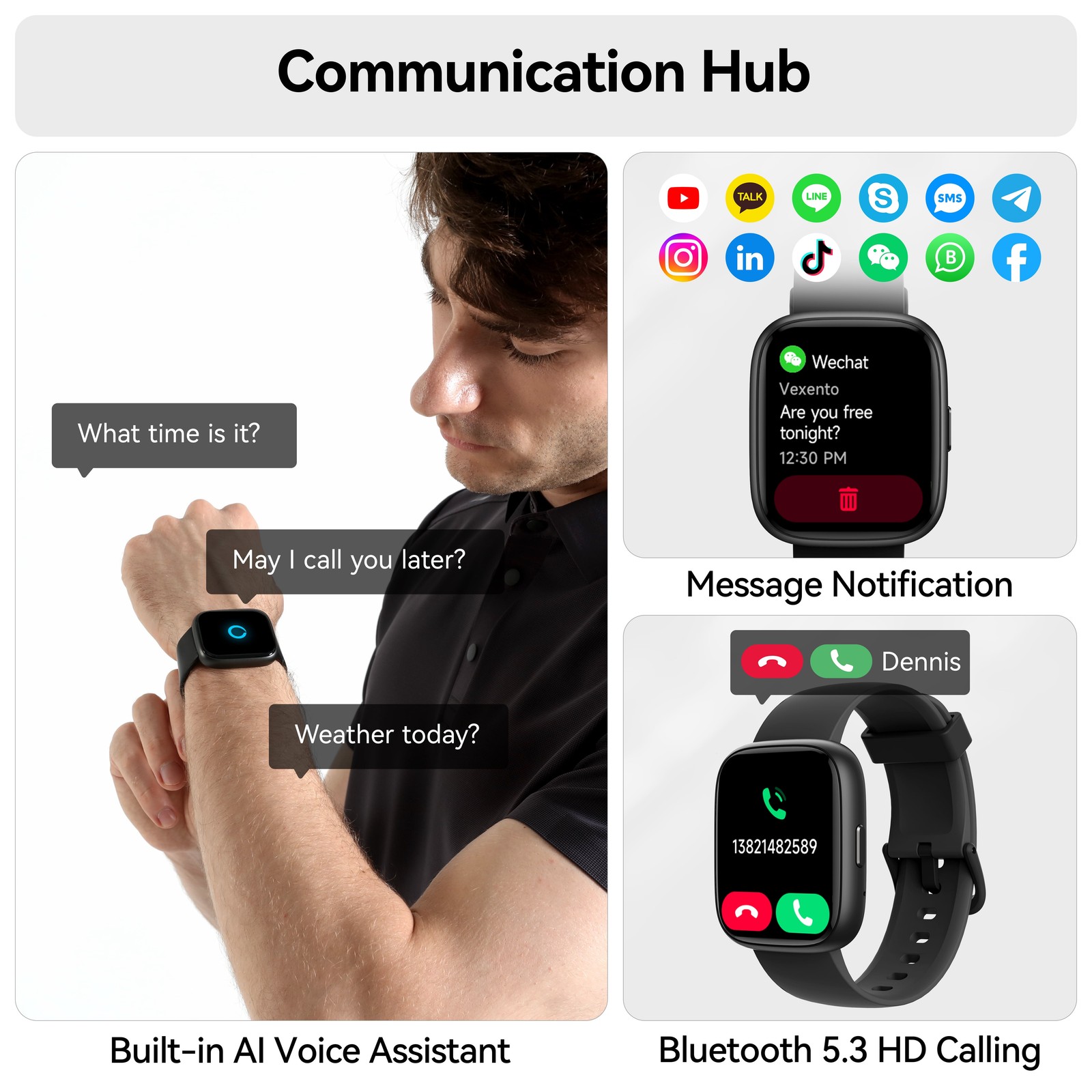 Smart Watch Fits for Android and Iphone, Smartwatch for Women Men with Alexa Bui