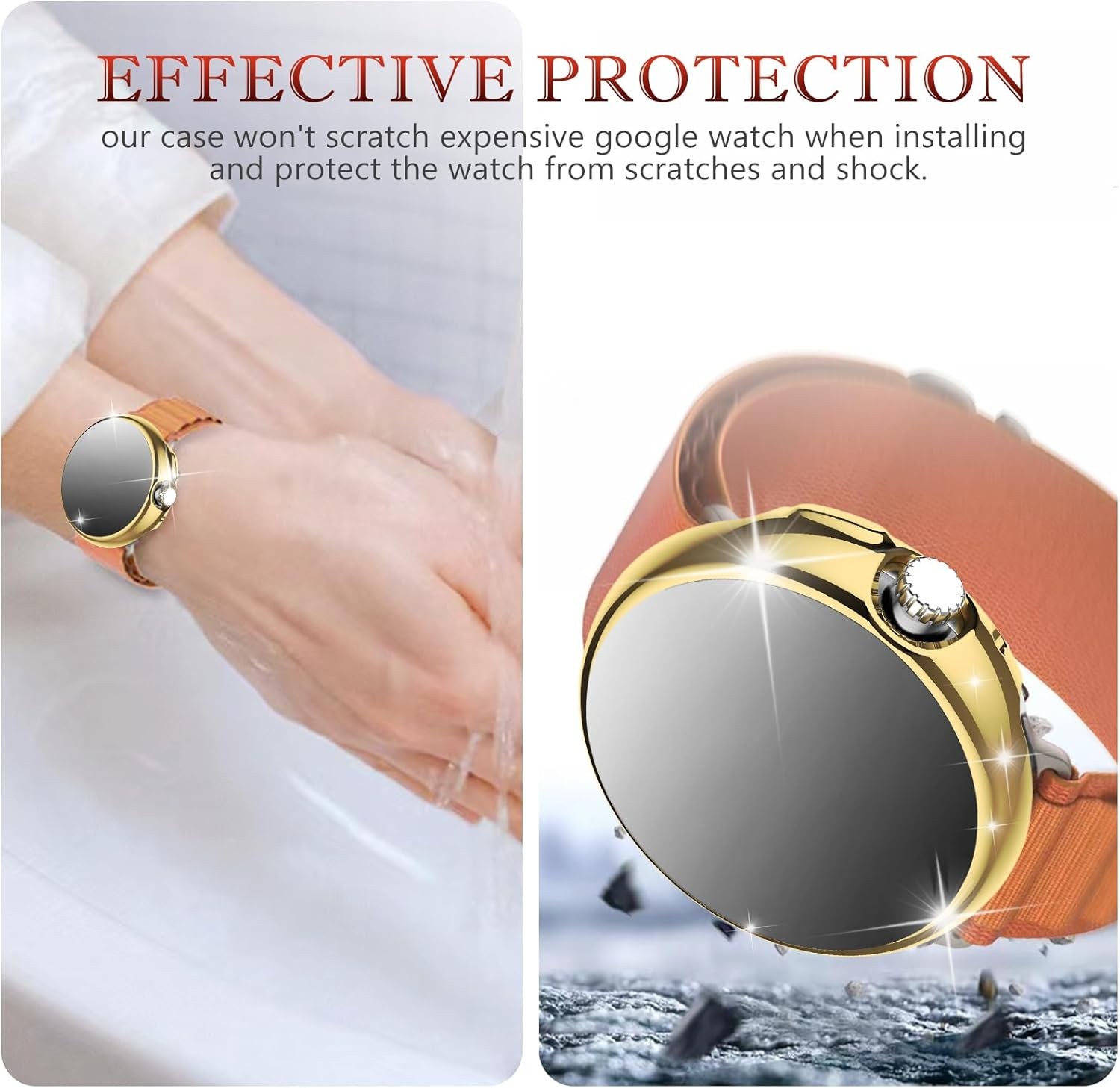 Gold Soft Case with Charging Port Expansion for Google Pixel Watch 4 45mm