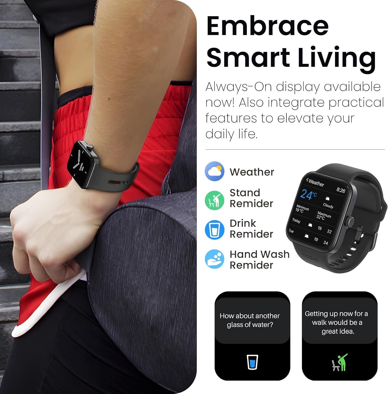 TOZO S4 AcuFit One Smart Watch 1.78″ AMOLED Ultra-Clear Screen for Men Women, Ca