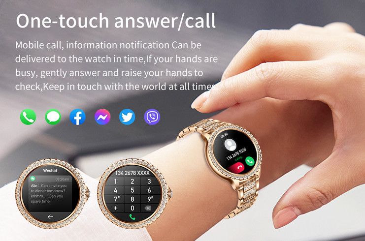 Women’s Fashion Smart Watch with Health Monitoring AI Voice Assistant Waterproof