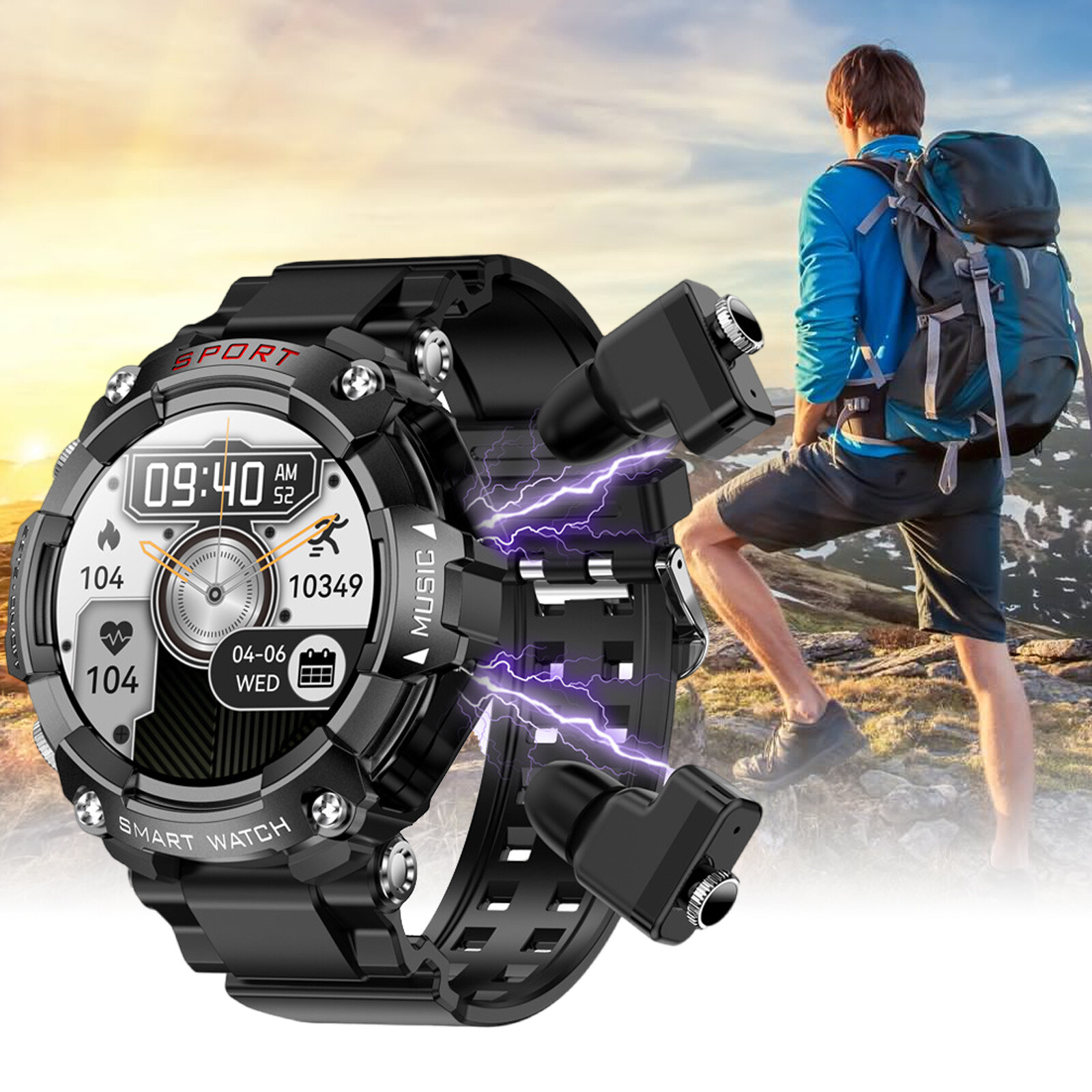 T96 MP3 Exercise Heart Rate Blood Pressure Oximetry Bluetooth Smart Watch