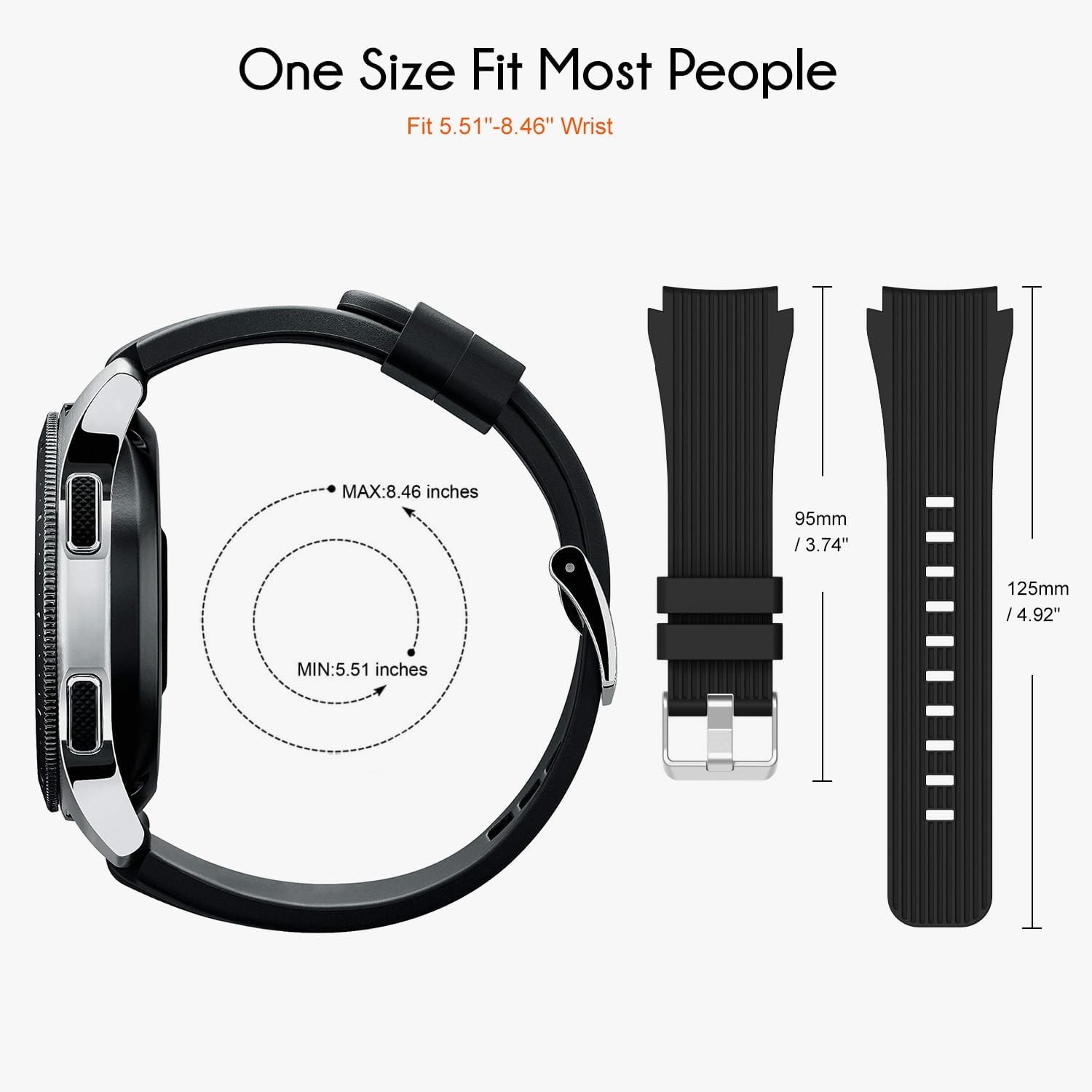 Silicone Band 2 Pack for Galaxy Watch 46mm, Gear S3 Frontier, Galaxy Watch 3 45m