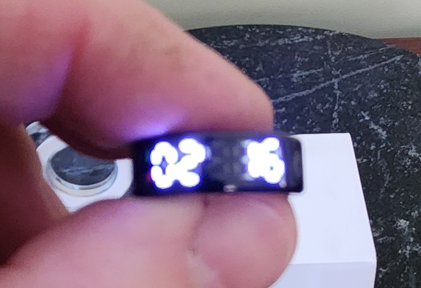 Smart Ring Health Tracker with LED Display Screen, IP68 Waterproof Silver S 9
