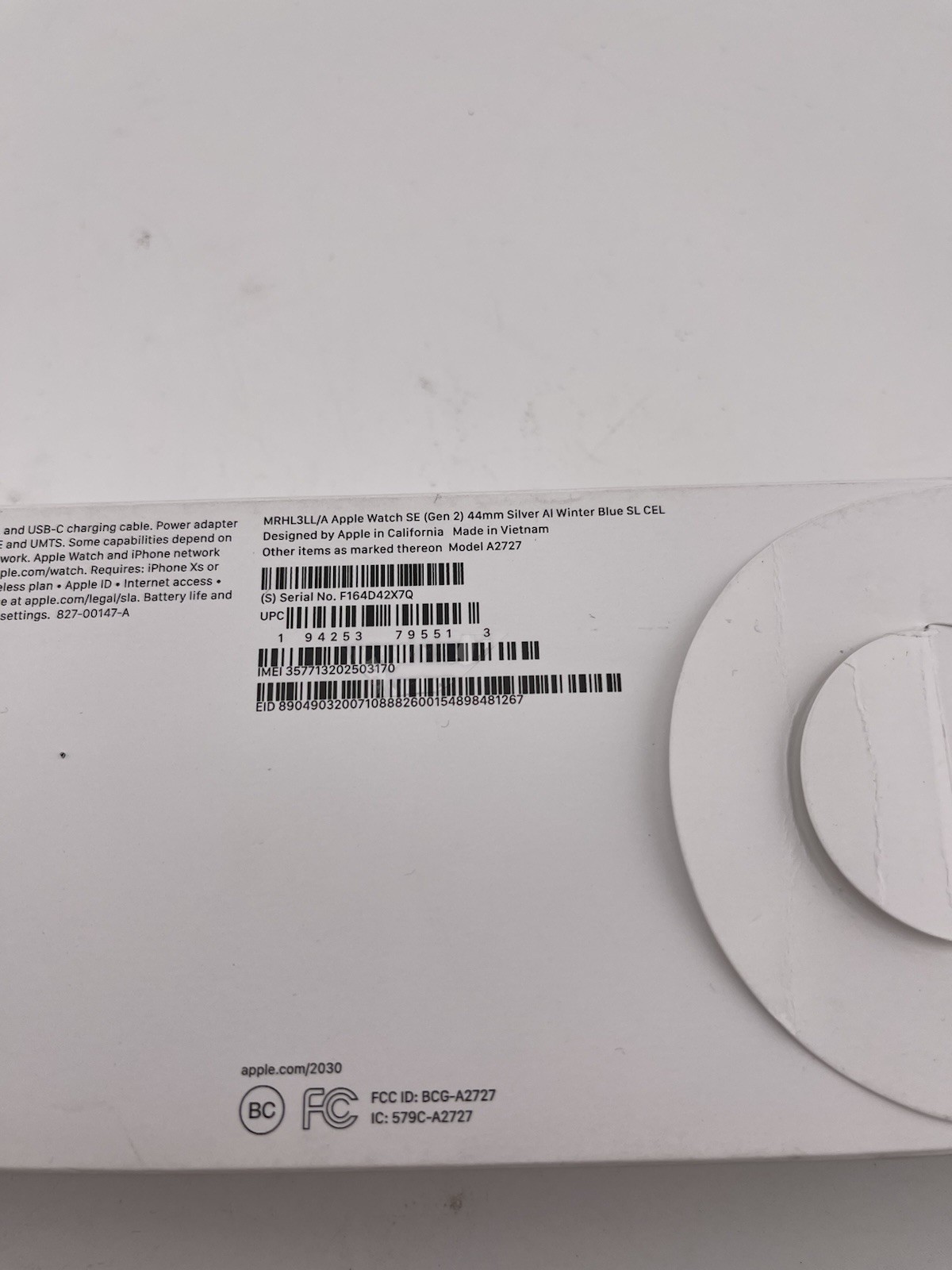 Apple Watch Series SE 2 44mm Silver Cellular Open Box