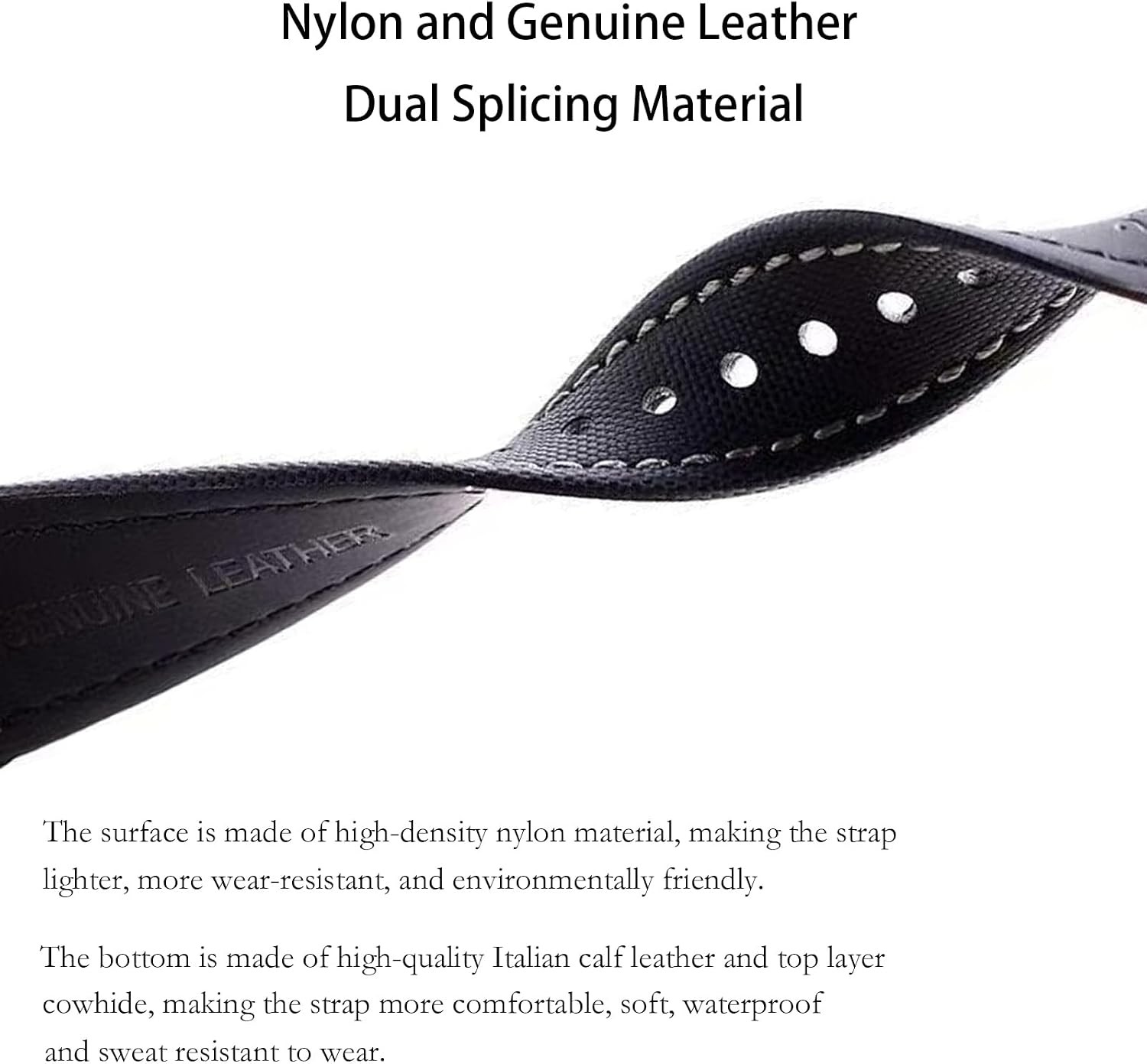 Nylon Leather Strap Compatible with 18mm 20mm 22mm Watches Waterproof