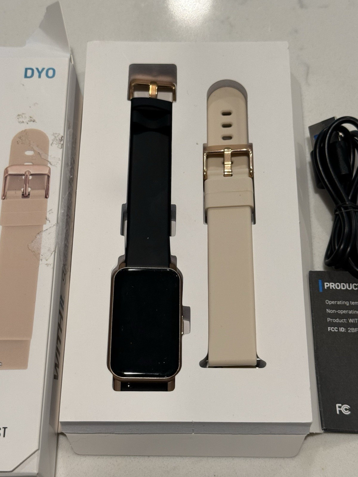 WITHit DYO 45mm Gold Aluminum Smartwatch Black Silicone Band + Extra Band