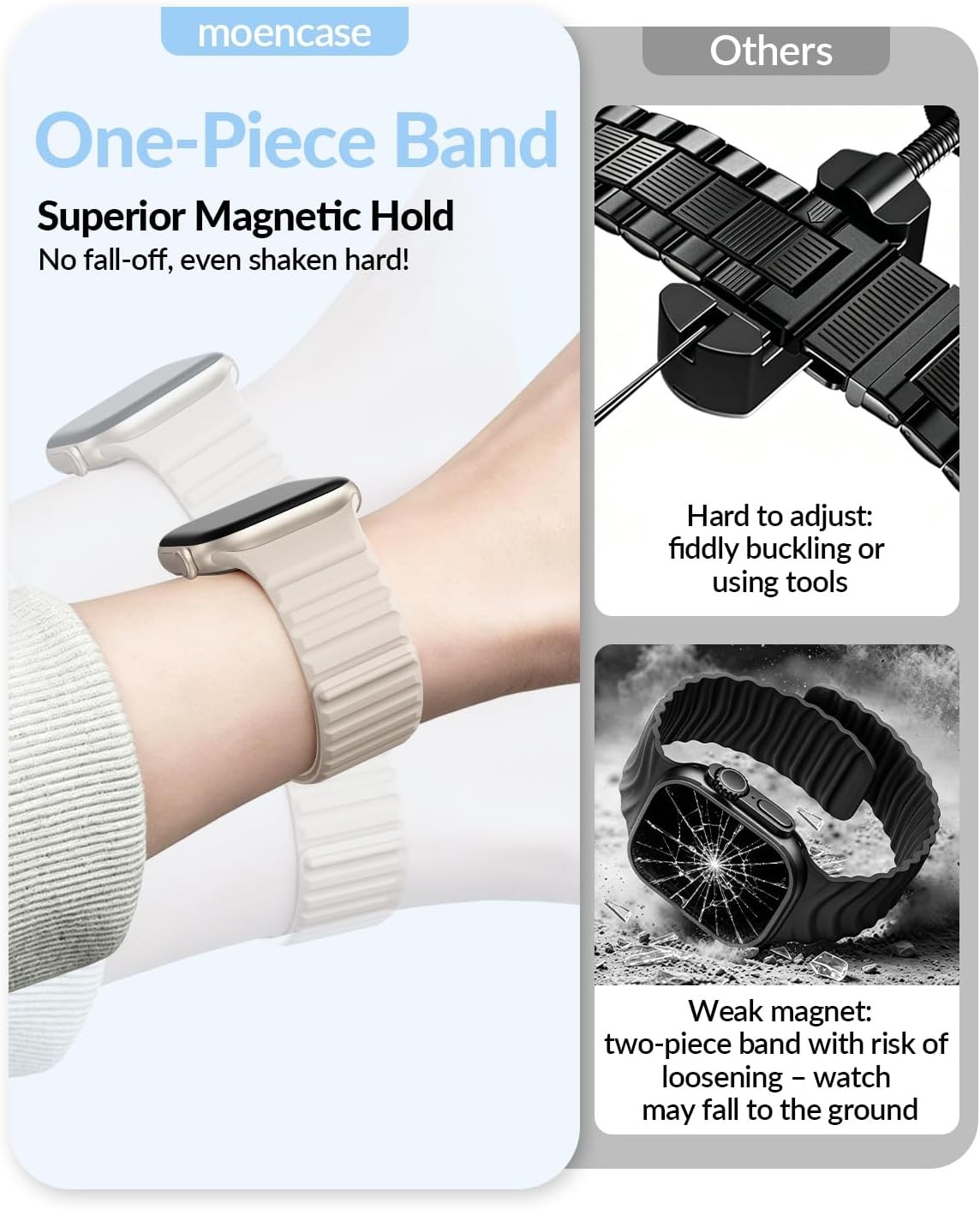 Starlight Soft Silicone Sport Band for Apple Watch Series 7, 44mm, Unisex