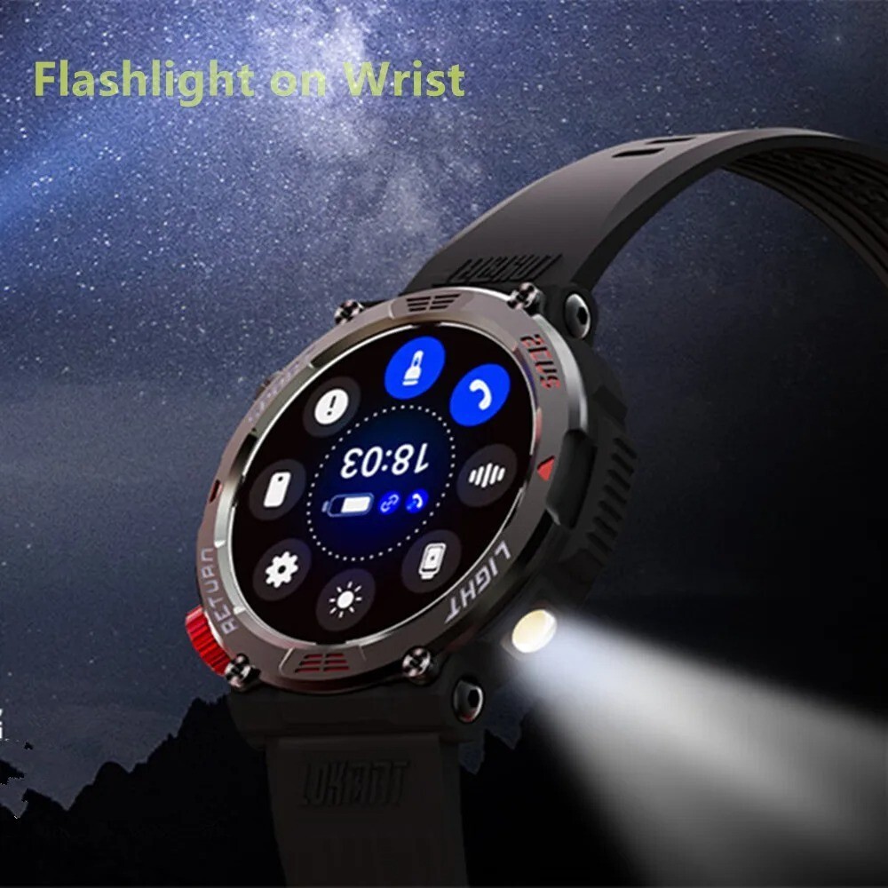 Smart Watch Fitness Tracker Waterproof Flashlight Bluetooth LOKMAT ZEUS 5 PRO