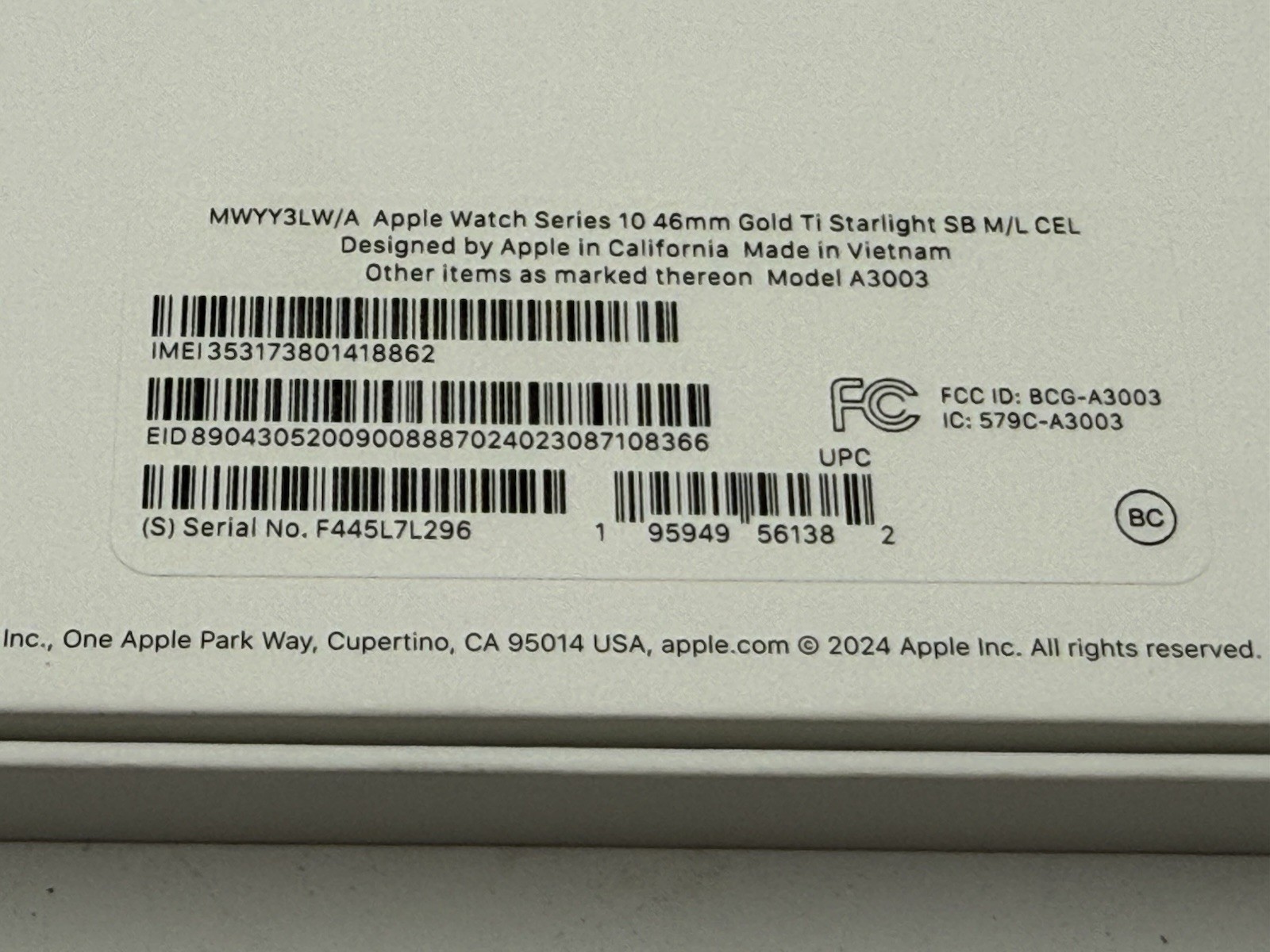 Apple Watch Gen 10 Series 10 Cell 46mm Gold Titanium – Starlight Sport Band
