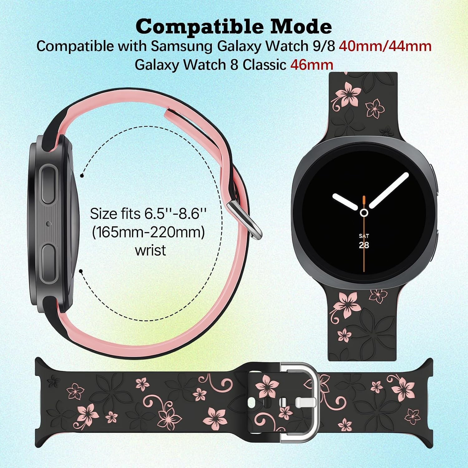 Case For Samsung Galaxy Watch 9/8 40mm/44mm/8 Classic 46mm | Floral Silicone