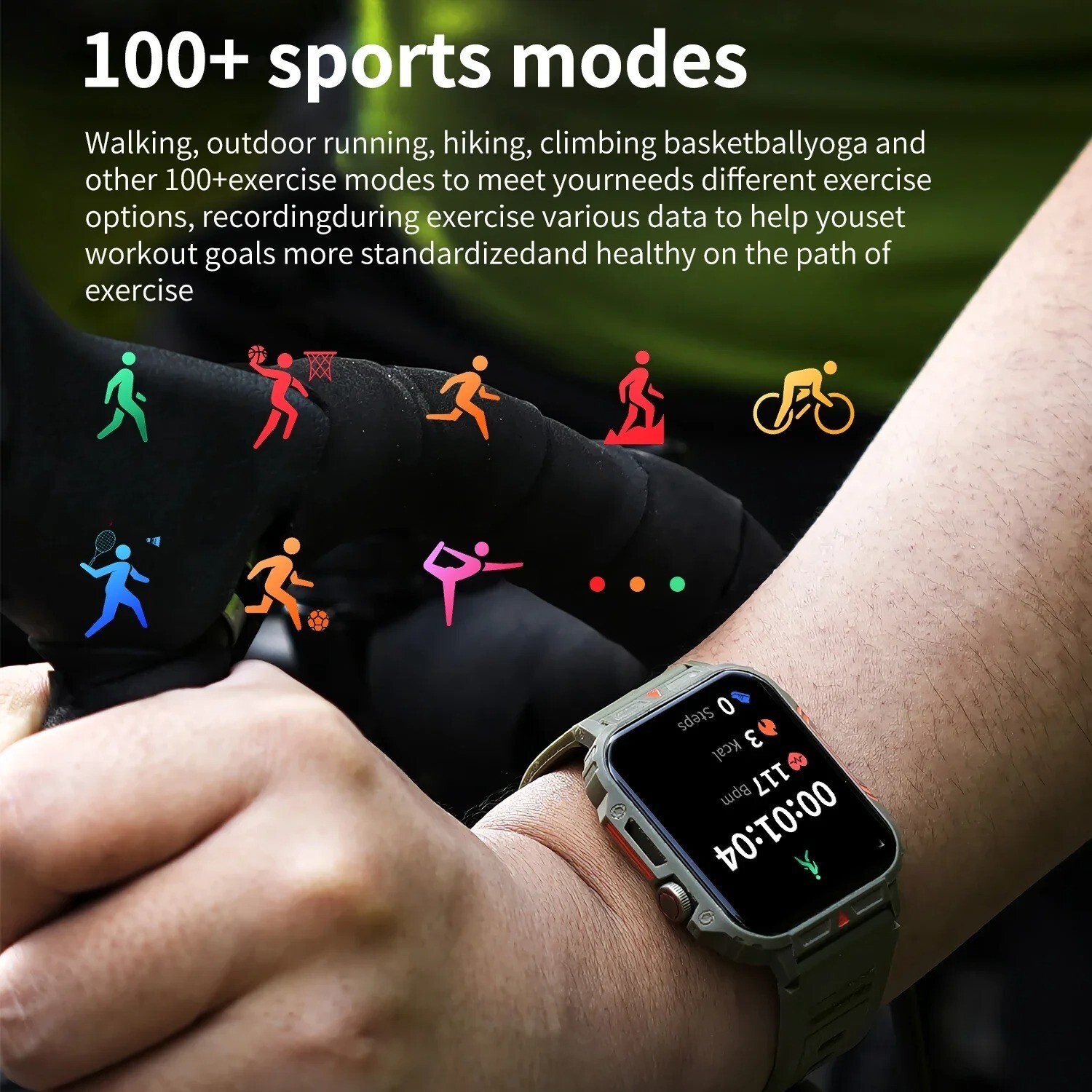 Smartwatch Screen Health Monitoring Watches Waterproof Sport Fitness Smart Watch