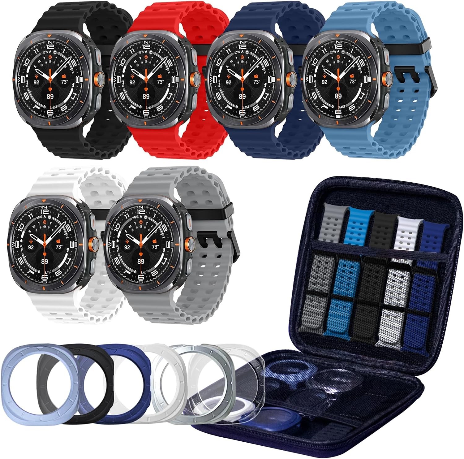 6 Pack of Waterproof Silicone Straps for Samsung Galaxy Watch Ultra 47mm